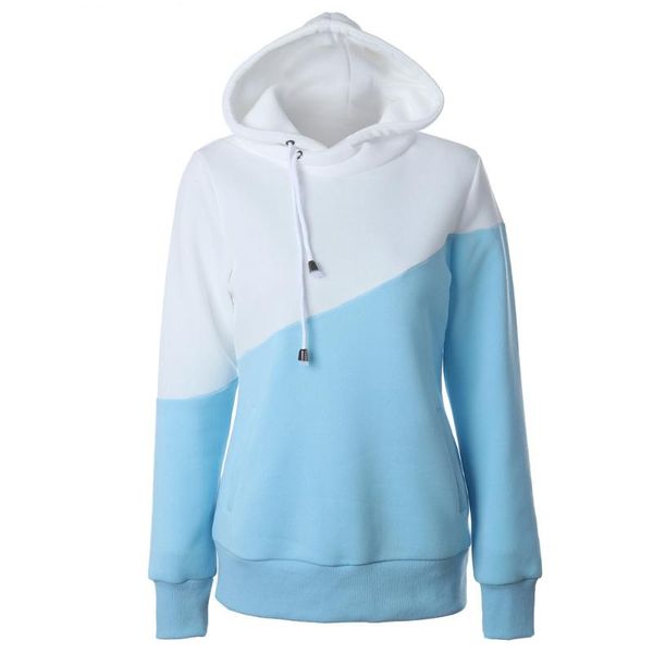 

women's hoodies & sweatshirts spring autumn women skateboarding ladies contrast color hooded casual pullovers lady patchwork robe femal, Black