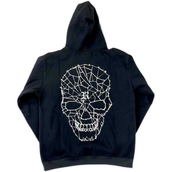 

men's hoodies flare revenge style spider floral pullover hoodie loose fall, Black
