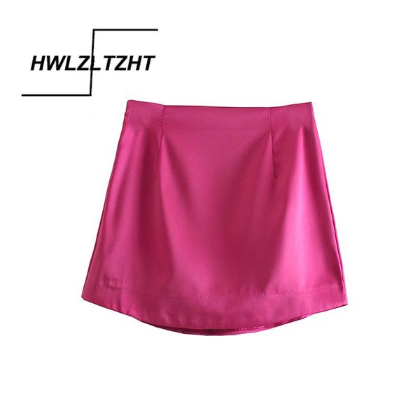 

skirts hwlzltzht women 2021 summer fashion silk satin high-waisted skirt woman party bag hip side zipper mini female, Black