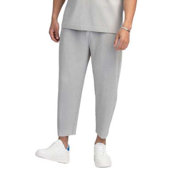

men's pants 2021 /men's wear pleated trousers for male japanese stretch fabric thin style loose drawstring casual ankle-length 9y3, Black