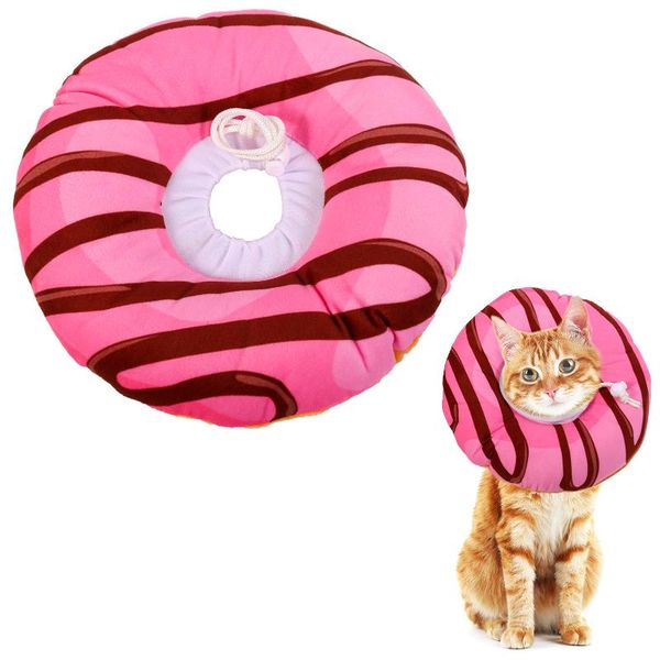 

cat kitten elizabeth collar creative donuts shaped puppy recovery cone adjustable soft edge pet headgear for anti-bite lick collars & leads