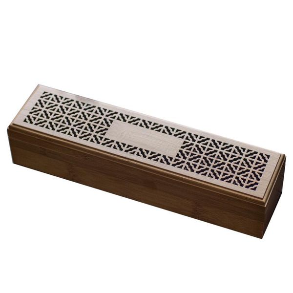 

fragrance lamps incense burners holder hollow bamboo box double-layer portable recliner sticks storage with drawer yoga home decor
