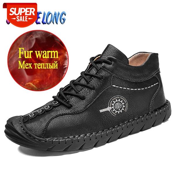 

winter fashion men's snow boots thick fur warm men's winter boots outdoor waterproof leather classic botas hombre #xp4r