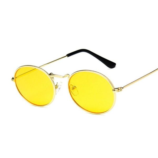 

retro round yellow sunglasses women brand designer sun glasses for alloy mirror female, White;black