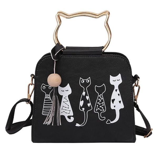 

storage bags personalized handbag animal printed satchel fashionable leather women's cat shoulder bag