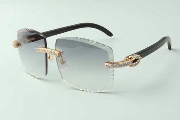 

2021 high-end designers sunglasses 3524022 cutting lens natural black buffalo horns sticks xl diamond glasses, size: 58-18-140mm, White;black
