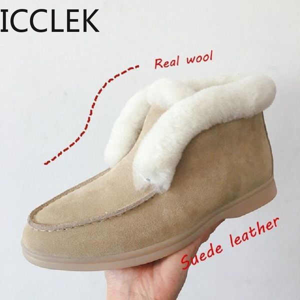 

boots women's winter ankle flock platform snow ladies plush casual flat shoes woman footwear rubber botas mujer, Black
