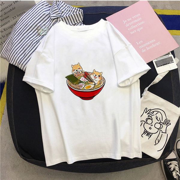 

plus size women summer print lady casual t-shirt harajuku streetwear short sleeve o-neck tees 210514, White