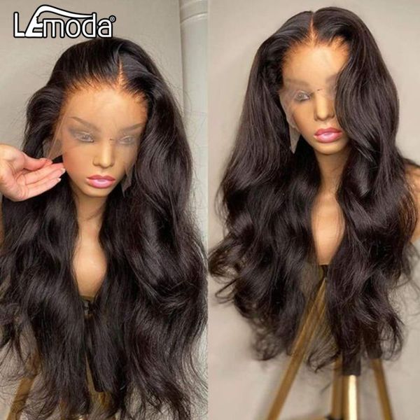 

lace wigs body wave wig hd transparent loose deep 30inch front human hair remy 13x6 frontal 180% density, Black;brown