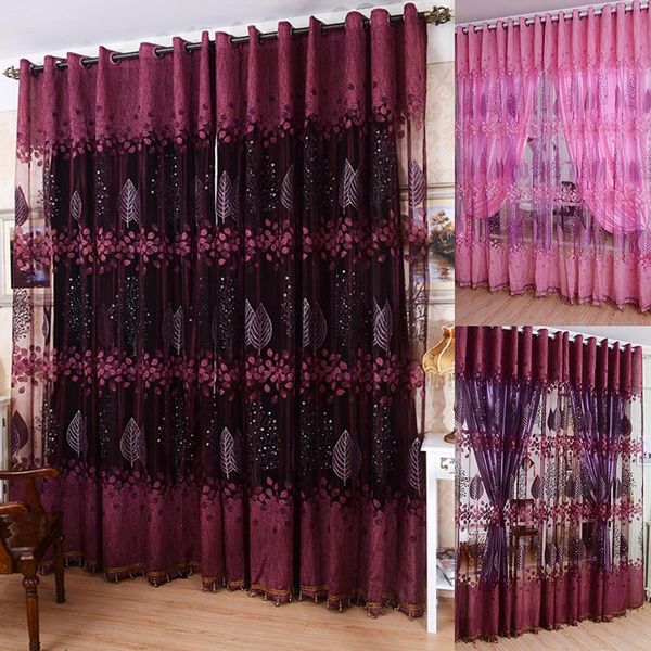 

curtain & drapes 1 pcs 250cm x 100cm sheer voile window panel curtains floral tulle drape scarfs valances