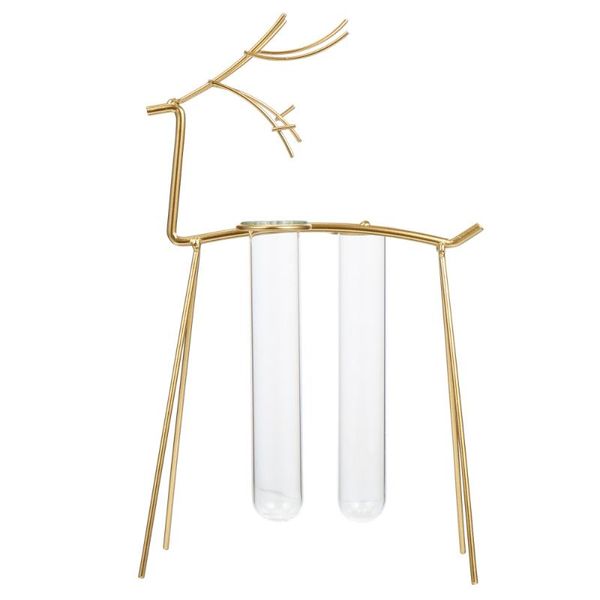 

vases 1pc deskiron stand vase hydroponics flower arrangement container (golden)