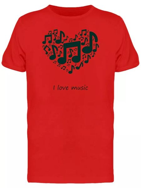

Musical Notes Shaped Heart Men's Tee -Image by Shutterstock, White;black