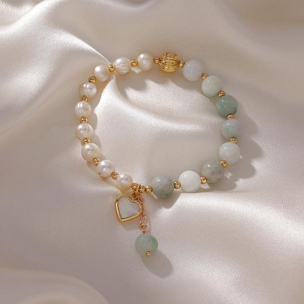 

beaded, strands korean freshwater pearl bracelet female exquisite french ins niche love tassel hand chain sweet bangle for women, Black