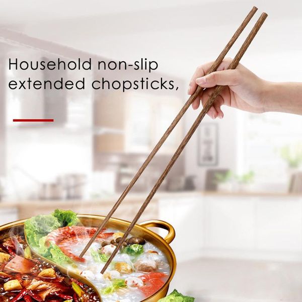 

chopsticks 2 pairs super long natural wooden cook noodles deep fried pot chinese style sticks kitchen tools