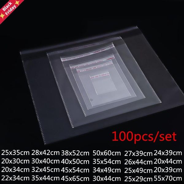 

100pcs/set clear self-adhesive sealing plastic bags gift jewelry packaging bag candy fruit & clothing resealable66 wrap