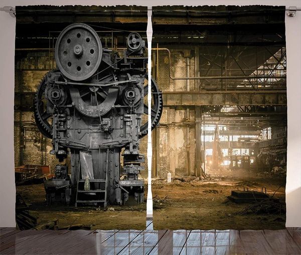 

curtain & drapes industrial decor collection metallurgical firm waiting for a demolition messy dust vintage living room bedroom window curta