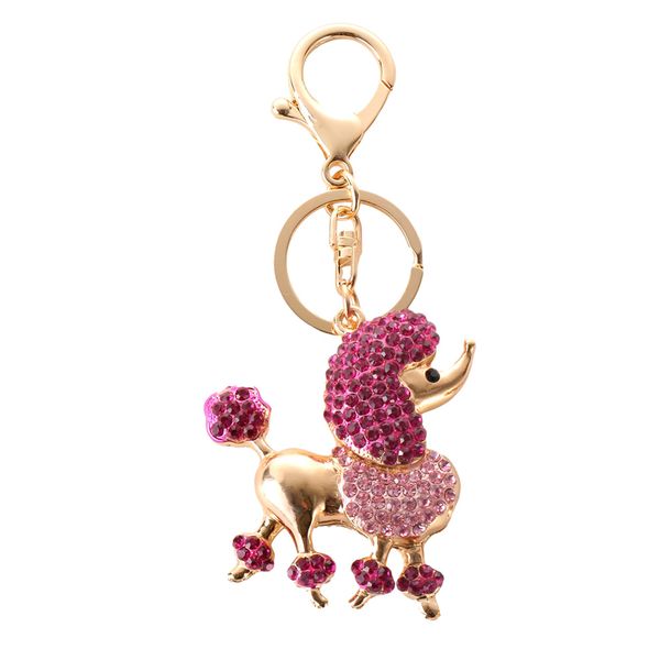 

cute poodle shape keychain metal car pendants mini diamond keychains gift 211703, Silver