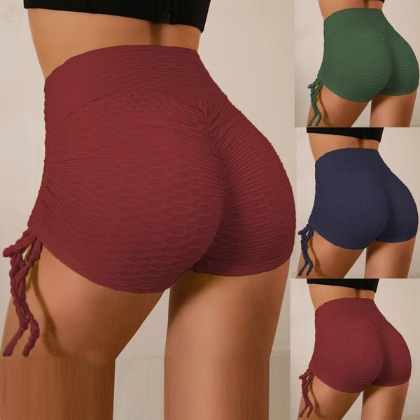 

gym clothing womenhigh waisted bubble hip lift short yoga pant fitness hip-lifting bandage leggings pants with three colors, White;black