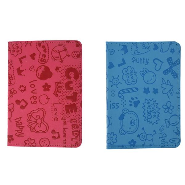 

toiletry kits 2 pcs organizer passport cover leather holder, blue & rose red