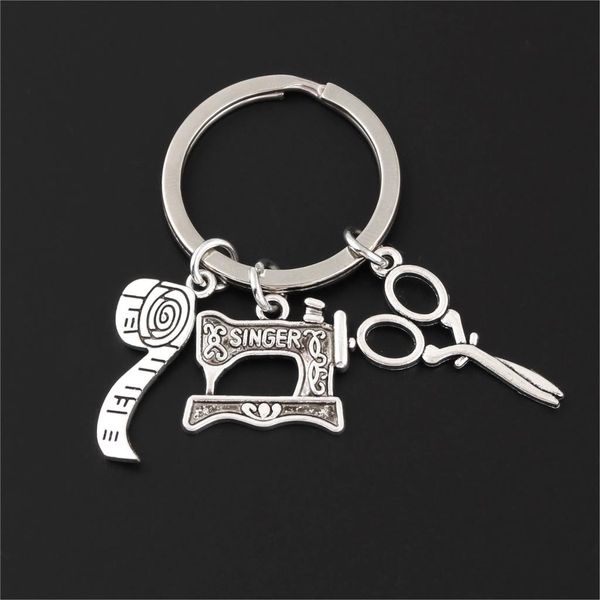 

10pcSewing Machine Scissors Keychain Tape Measure Pendant Keyring Dressmaker Statement Gift Finding Jewelry Accessories E2588