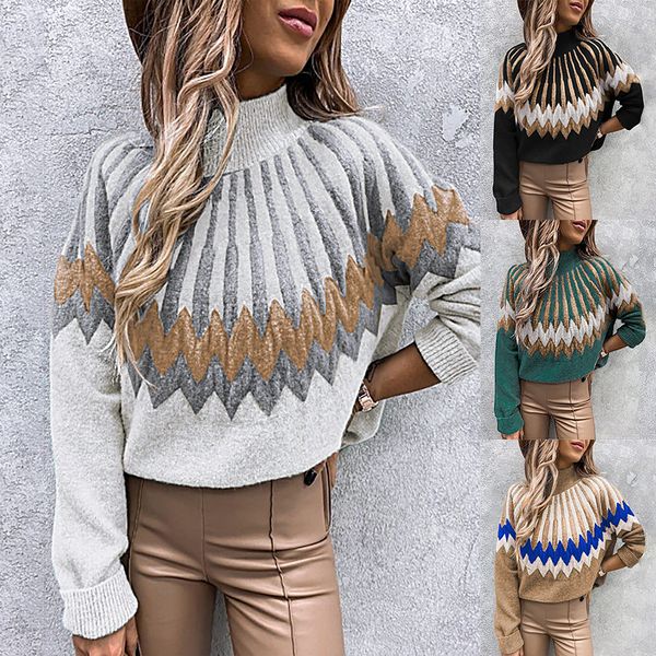 

women's knits tees 2021 autumn winter new european and american style womens clothing printed turtleneck long sleeve loose casual sweat, White