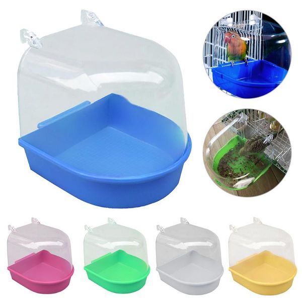 

bird cages 1pc plastic bath box shower for parrots hanging mirror bathtub birds water tub pet bowl