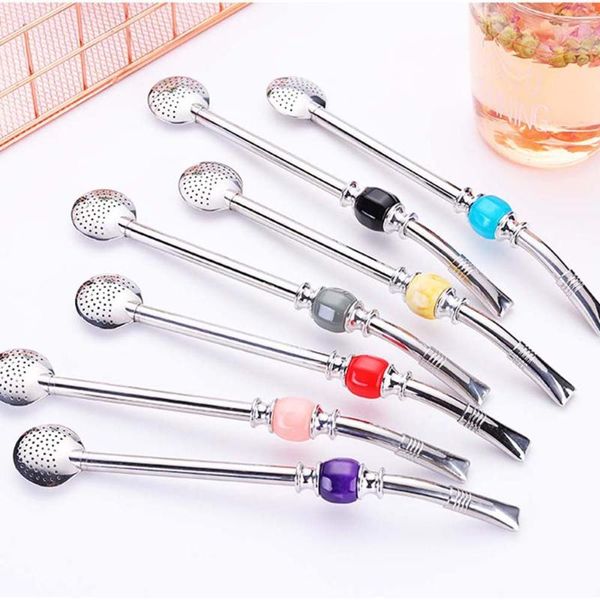 

drinking straws creative straw stainless steel tea filter bombilla spoons reusable tool bar accessories