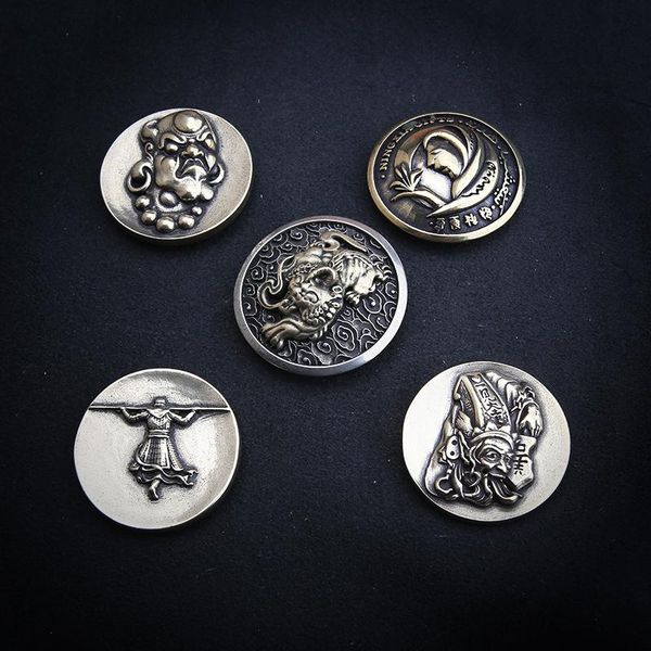 

bag parts & accessories brass white copper great god of wealth decorative cloth buckle retro screw leather art carving diy, Black