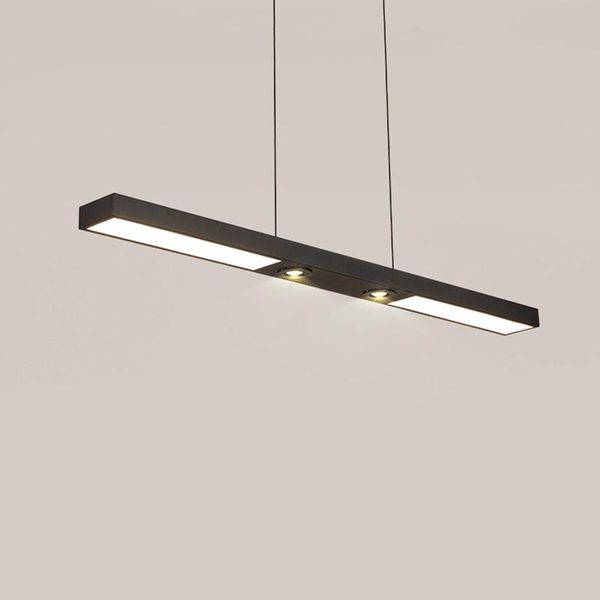 Lampadari Modern Black Rectangle Illuminazione a Led Sala da pranzo Lampadario Negozio Drop Hanging Light Apparecchio a sospensione per ufficio