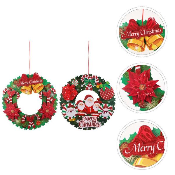 

2pcs christmas hanging wreath door paper for window decorative flowers & wreaths
