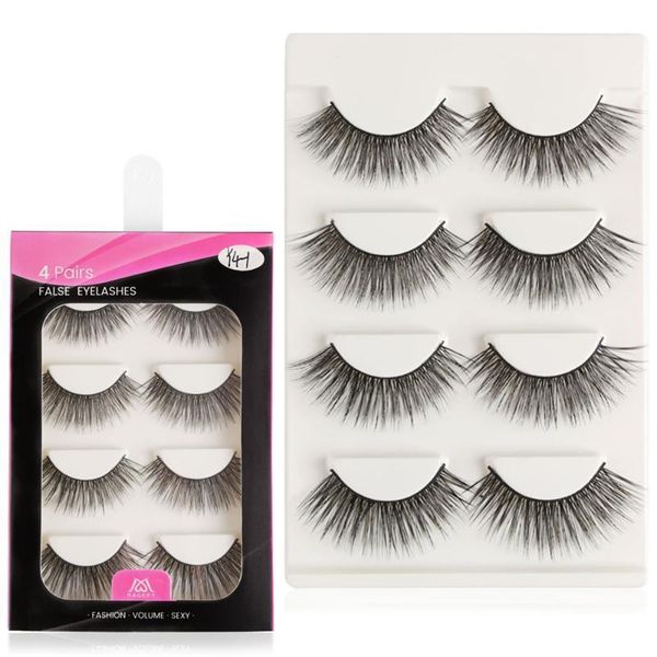 

wholesale 4pairs natural long mink eyelashes 3d lashes pack false makeup1