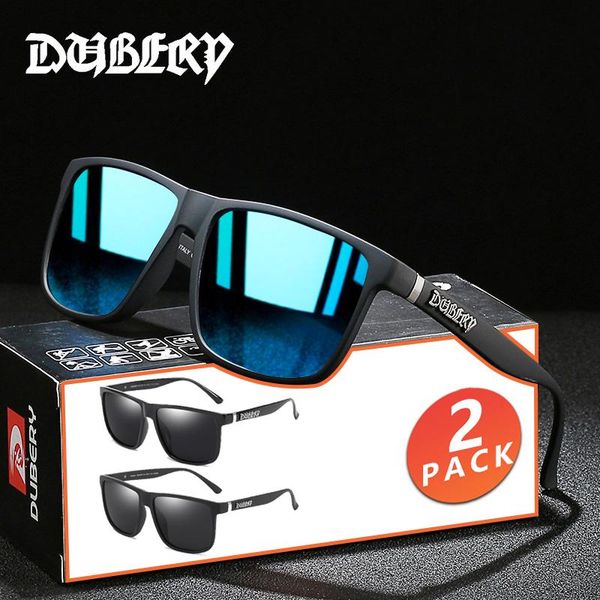 

sunglasses 2 pack dubery brand men's fashion casual style polarized outdoor sun glasses goggles uv400 lens protection, White;black