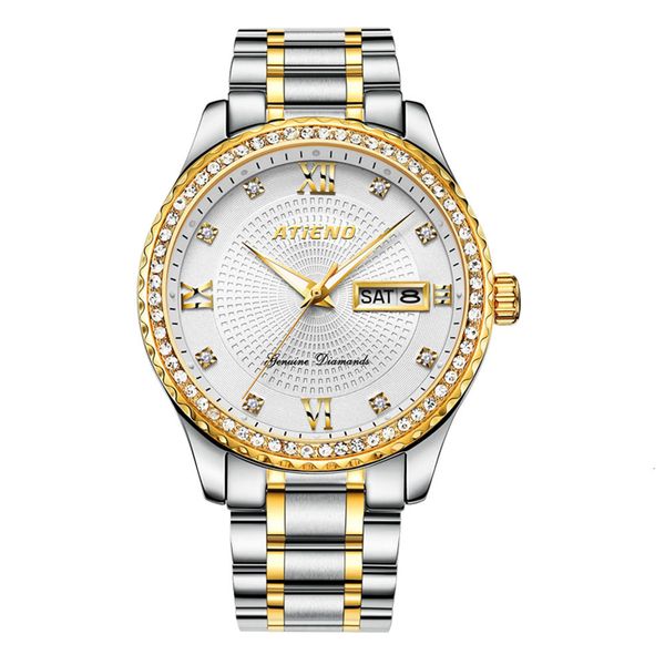 

atieno at6011g mechanical watches man business clock automatic luxury men, Slivery;brown