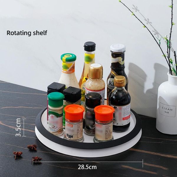 

11inch spice rack organizer turntable with non-slip mat fridge -gray and white kitchen storage & organization