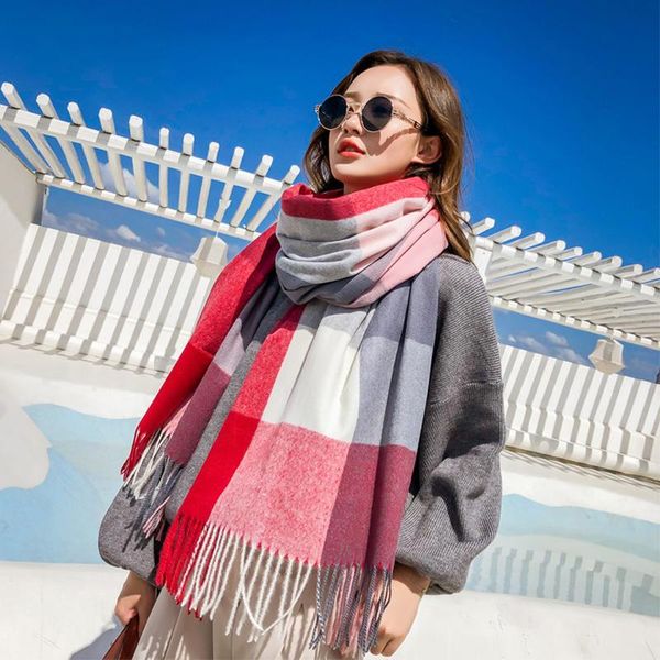 

scarves arrival fashion comfortable elegant scarf autumn winter vintage thick warm cute plaid knit, Blue;gray