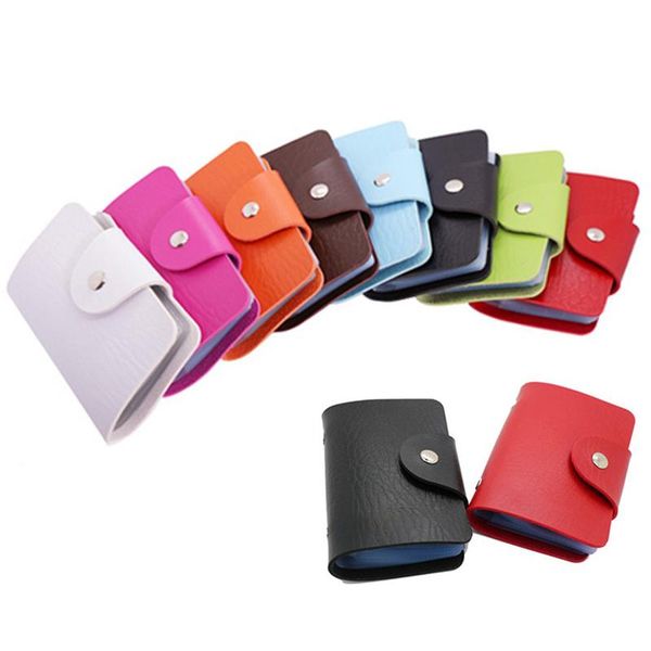

card holders fashion solid color small holder men women travel cards wallet pu leather buckle business id 12 bits, Brown;gray