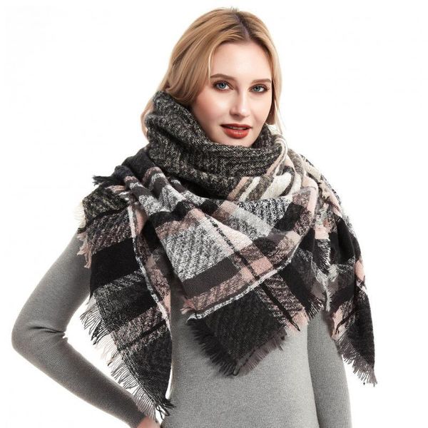 

scarves 135*135cm cashmere pashmina autumn winter thicke keep warm square shawl scarf striped fringed wraps bufanda mujer, Blue;gray