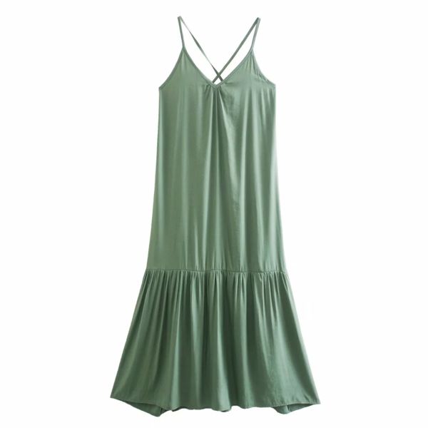 

spring women v neck suspender midi dress solid female sleeveless clothes casual lady loose vestido d7261 210430, Black;gray