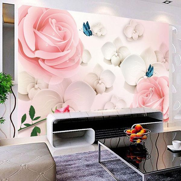 

wallpapers drop custom po wallpaper flower 3d stereoscopic rose background wall decoration home mural painting