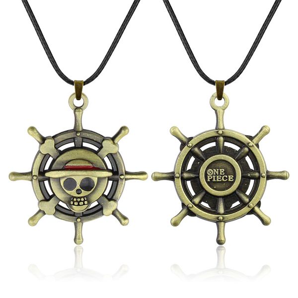 

anime leather necklaces for men jewelry gold rudder necklace, Silver