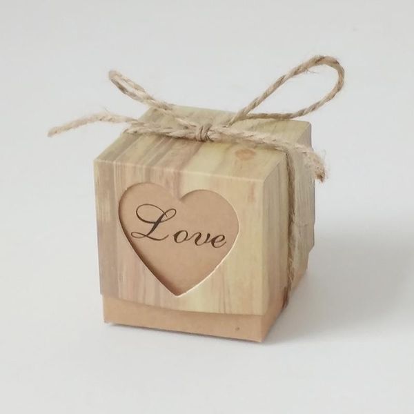 

gift wrap 50/100 pcs heart love box diy kraft paper candy wood grain heart-shaped hollow