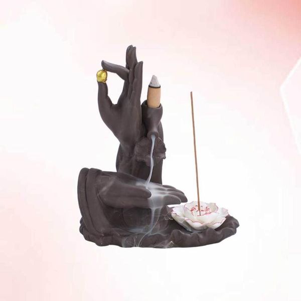 

1pc backflow incense holder buddha's-hand lotus burner crafts deskadornment for home (buddha's-hand purple cla fragrance lamps