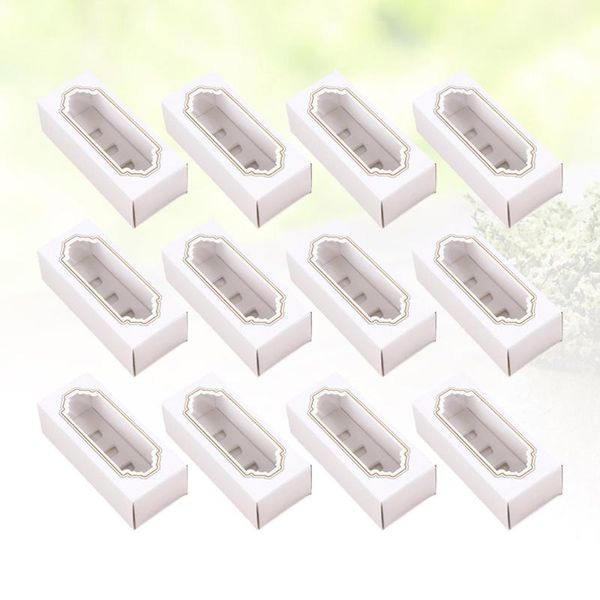

12pcs macaron storage boxes cake holder gift paper packaging box cookie containers with clear window for home dessert shop wrap