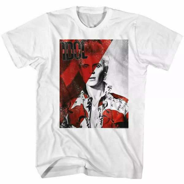 

Billy Idol Red All T Shirt Mens Licensed Rock N Roll Music Band Tee Retro White, White;black