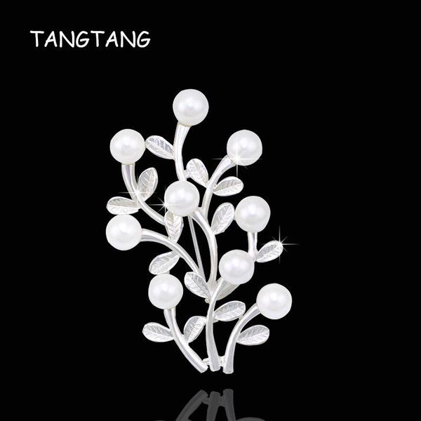 

pins, brooches unique masilver plated white pearl brooch for women wedding crystal tree jewelry pin ornaments classic flower, item: bh8234, Gray