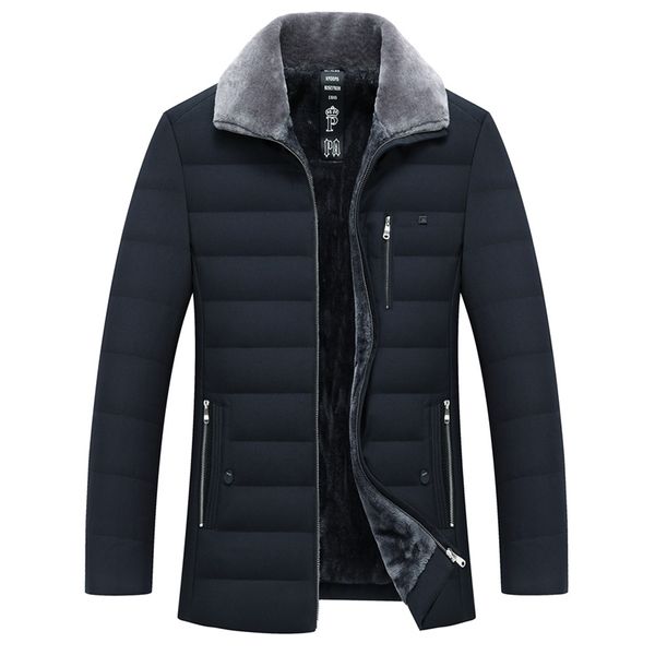 Parka invernale da uomo Collo di pelliccia Giacca a vento Giacca a vento imbottita in cotone Cappotto caldo e spesso da uomo Parka in pile casual da uomo Abbigliamento 210914