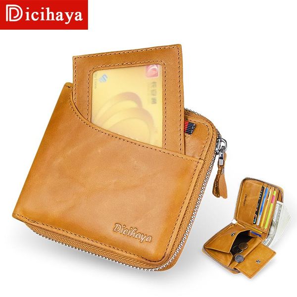 

wallets dicihaya genuine leather men wallet male purse brand with coin pocket zipper short holder, Red;black