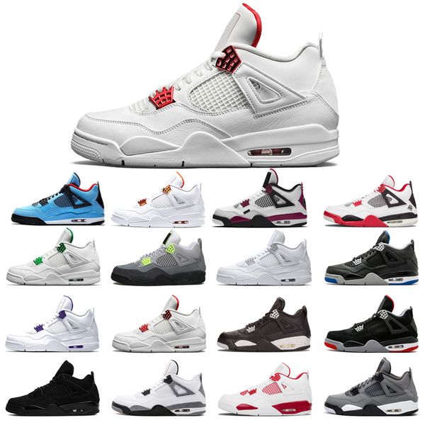 

man's basketball shoes 4s high cut black cat court purple university red neon bred alternate motorsport metallic white cement cool grey
