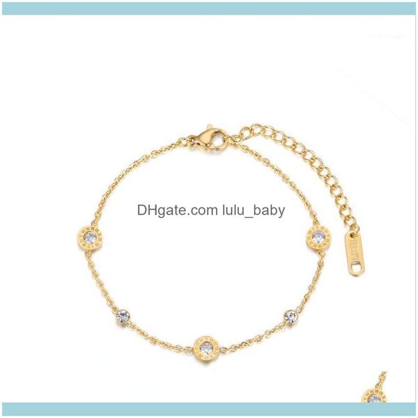 

link jewelrylink chain classic roman numerals cubic zirconia & link bracelets jewelry titanium steel charms bracelet for women b180191 dro, Black