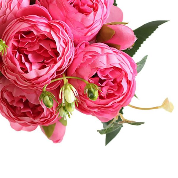 

decorative flowers & wreaths 30cm rose pink silk peony artificial bouquet 5 big head and 4 bud fake for home wedding decoration indoor
